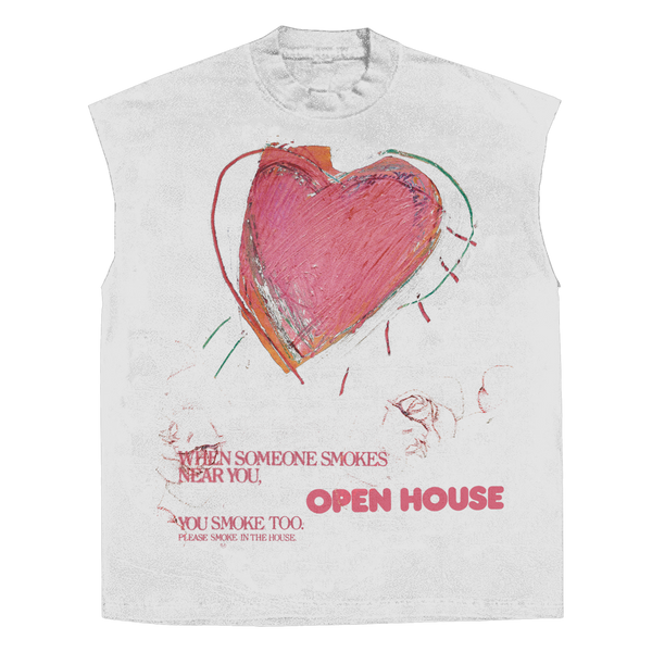 Open House Sleeveless Tee - White - Front
