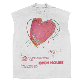 Open House Sleeveless Tee - White - Front