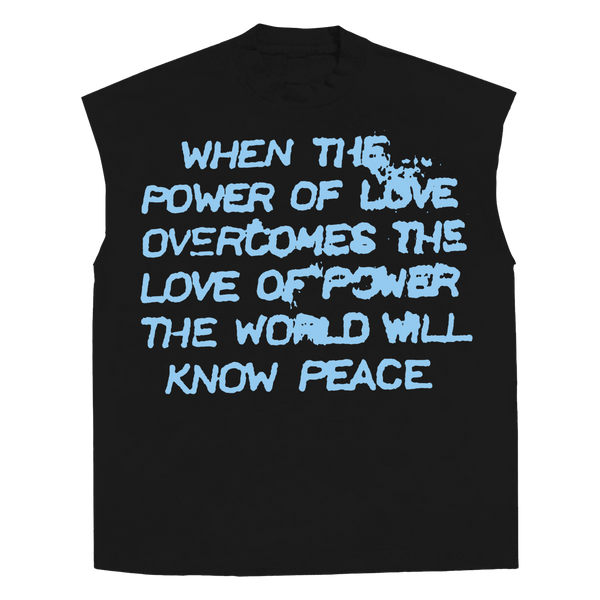 Power of Love Sleeveless Tee - Black - Front