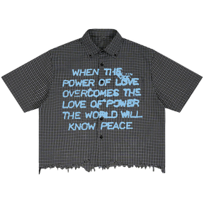 Power of Love Distress Button Up - Front