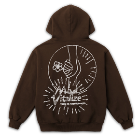 Power of Love Zip Up - Brown - Back