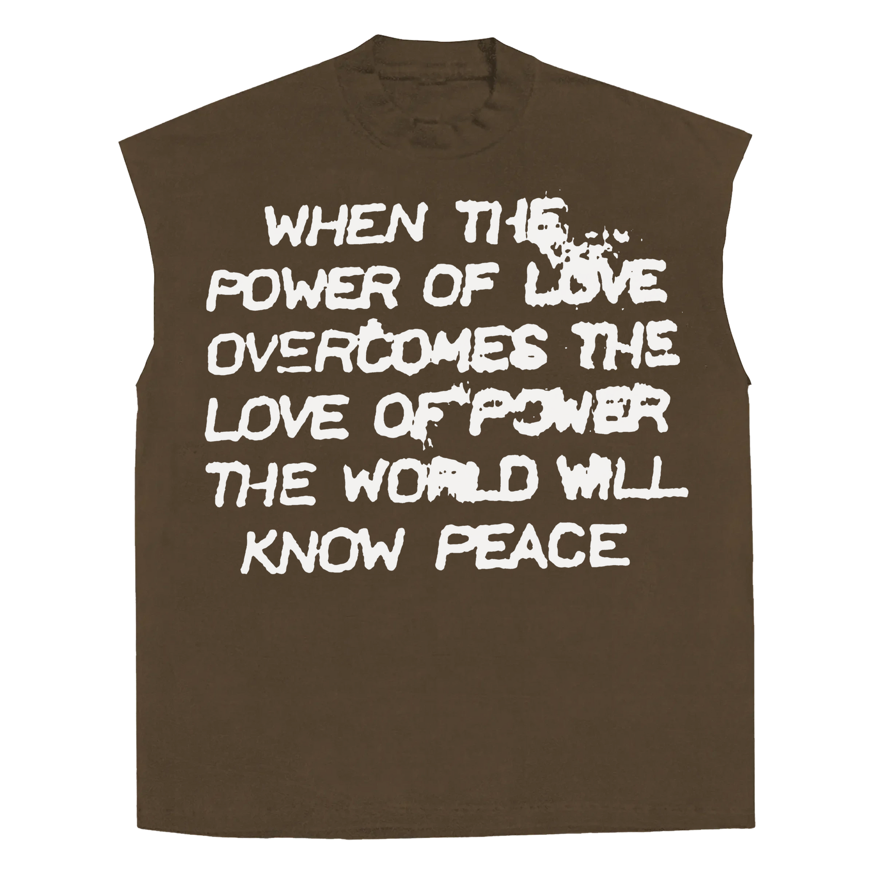 Power of Love Sleeveless Tee - Brown - Front