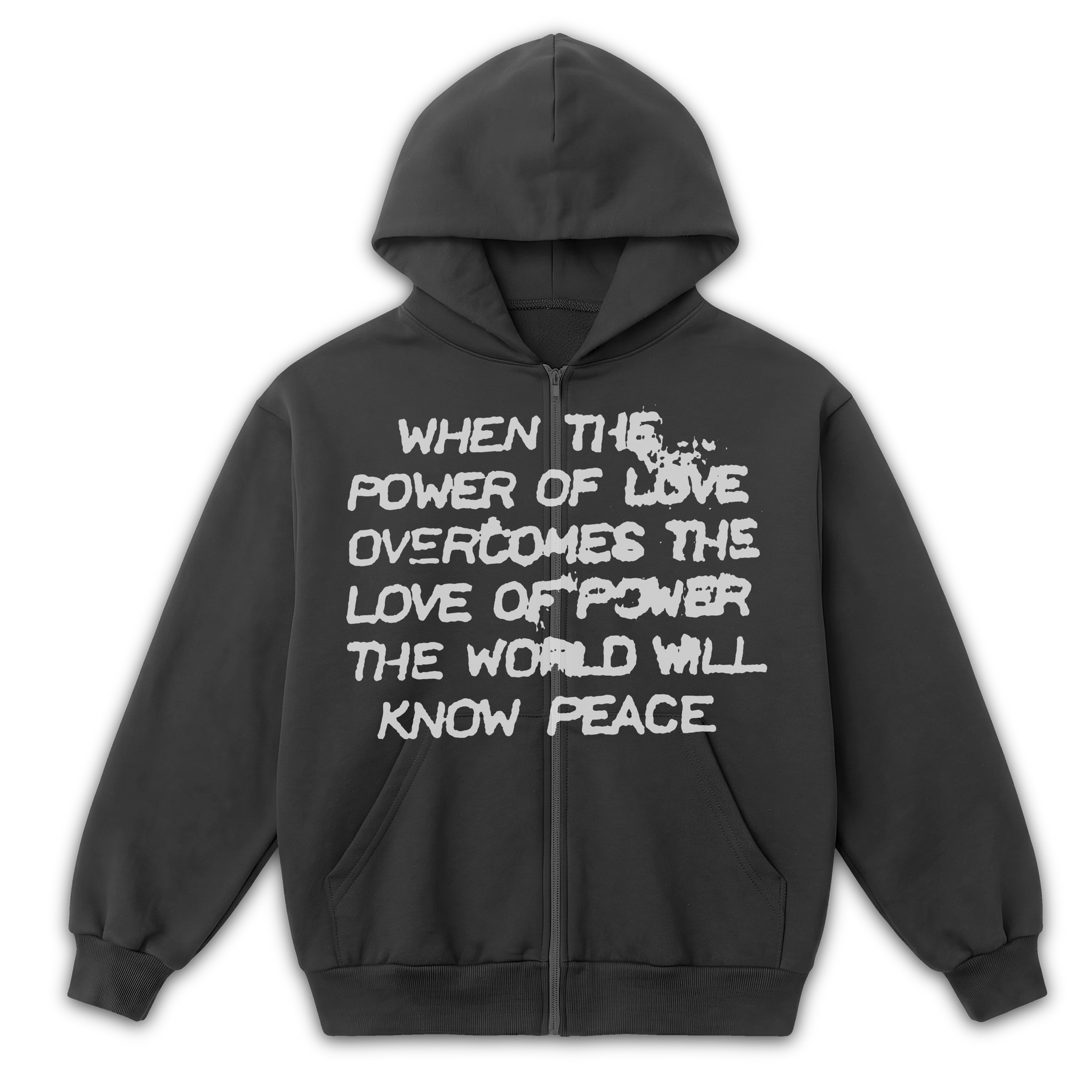 Power of Love Zip Up - Grey - Front