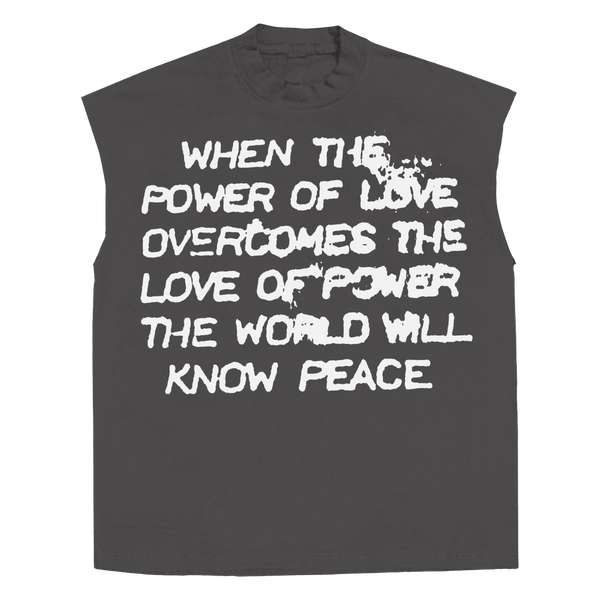 Power of Love Sleeveless Tee - Grey - Front