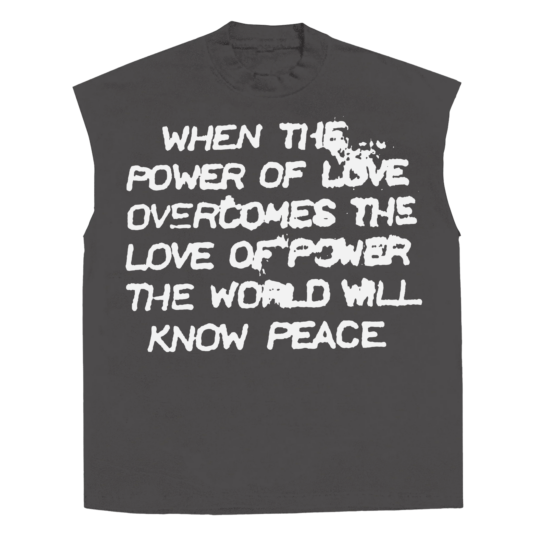 Power of Love Sleeveless Tee - Grey - Front