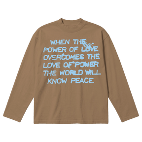Power of Love Baggy L/S Tee - Latte - Front