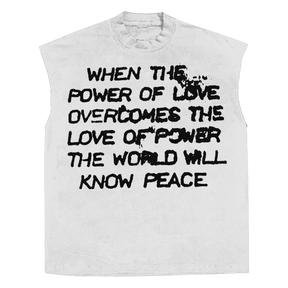 Power of Love Sleeveless Tee - White - Front