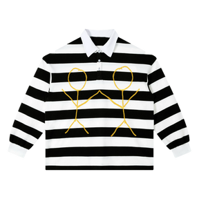 Pull Together Stripe Polo - Black - Front