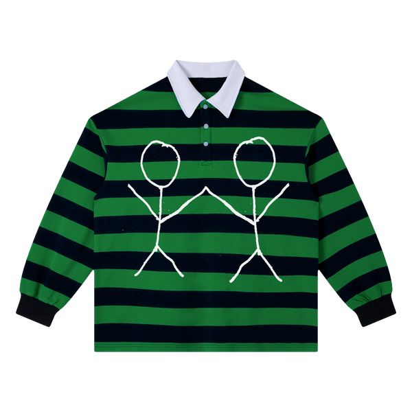 Pull Together Stripe Polo - Green - Front