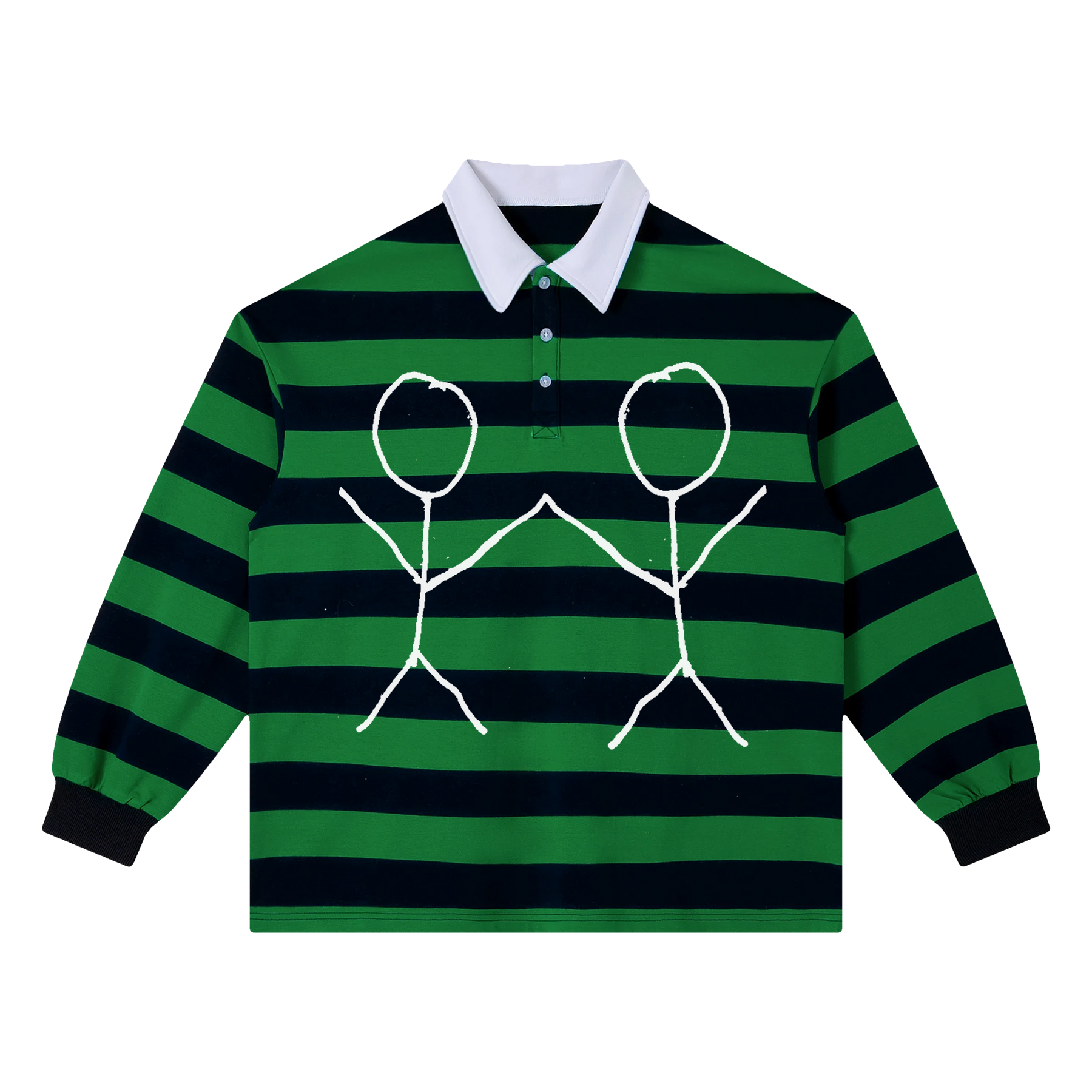 Pull Together Stripe Polo - Green - Front