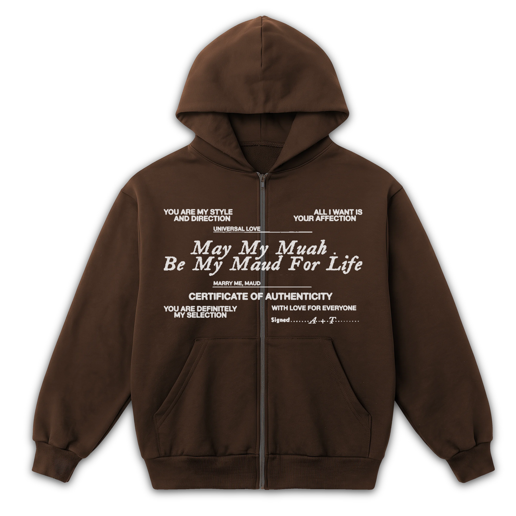 Pull Together Zip Up - Brown - Front
