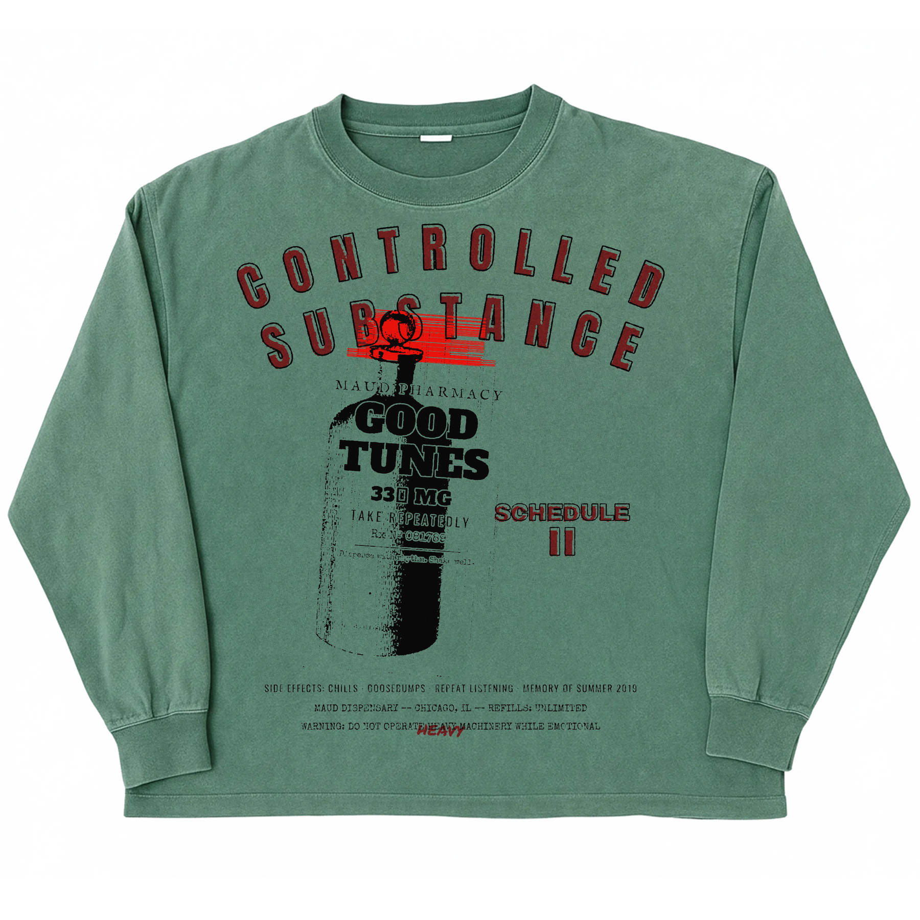 Schedule II L/S Tee - Green - Front