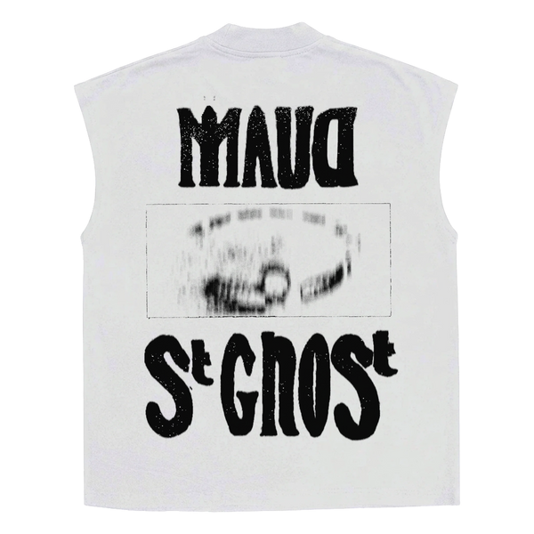 St Ghost Sleeveless Tee - White - Back