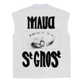 St Ghost Sleeveless Tee - White - Back