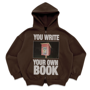 Library Zip Up in brown — YOU WRITE YOUR OWN BOOK little free library graphic
