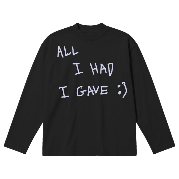 Be Happy Baggy L/S Tee - Black - Front