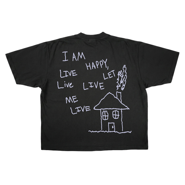 Be Happy Drop Tee - Black - Back