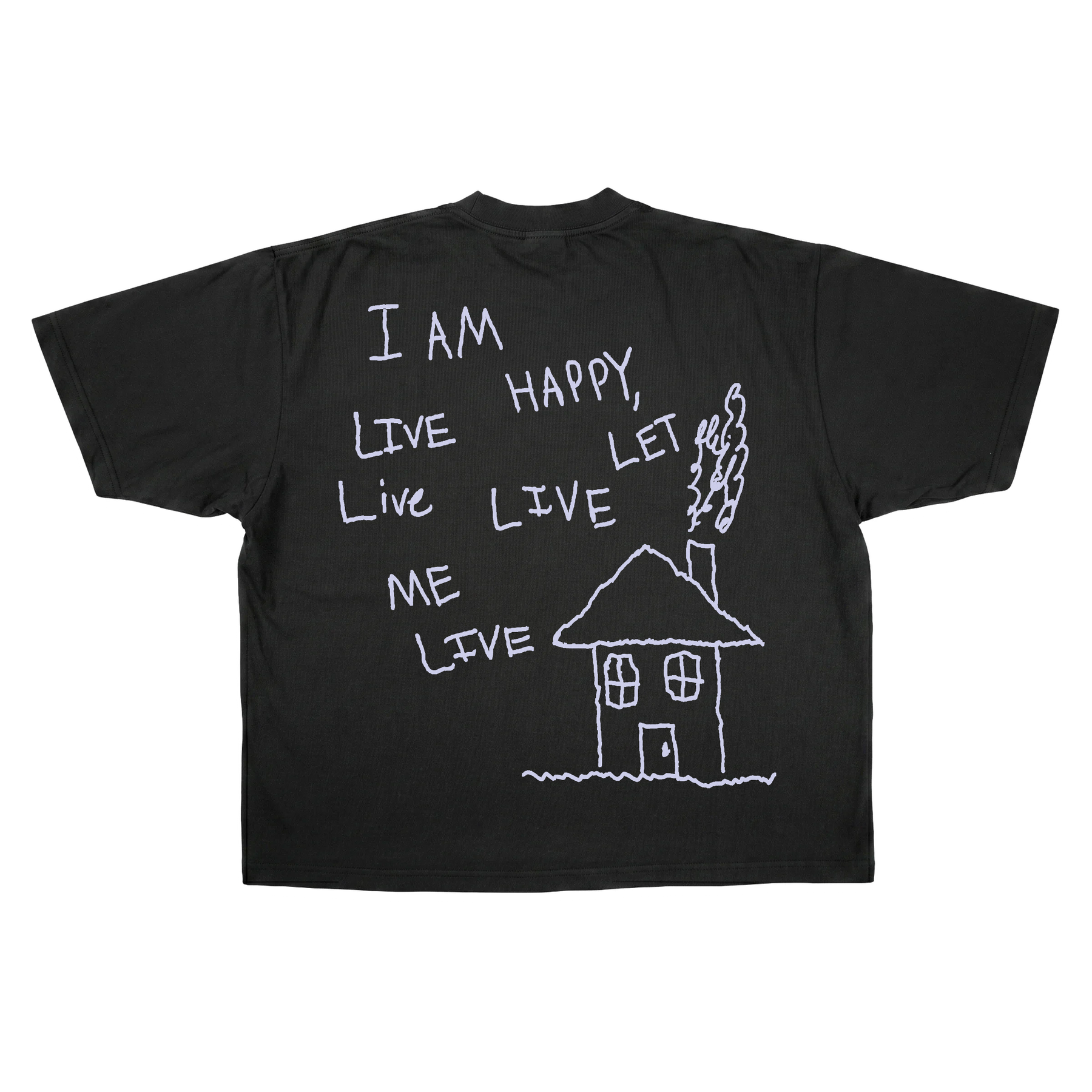 Be Happy Drop Tee - Black - Back