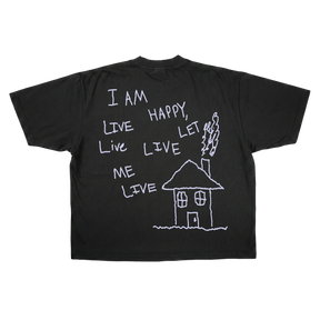 Be Happy Drop Tee - Black - Back