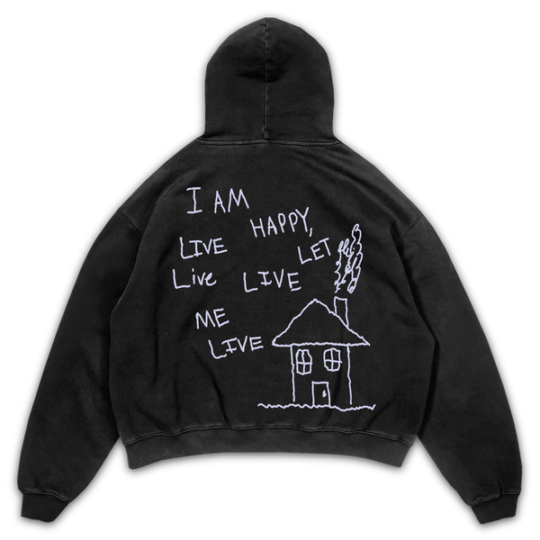 Be Happy Hoodie - Black - Back