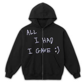 Be Happy Zip Up - Black - Front