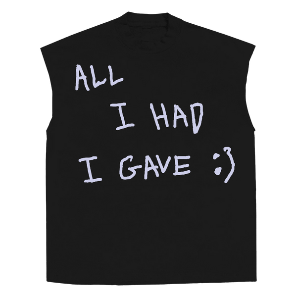 Be Happy Sleeveless Tee - Black - Front
