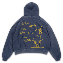Be Happy Hoodie - Blue - Back