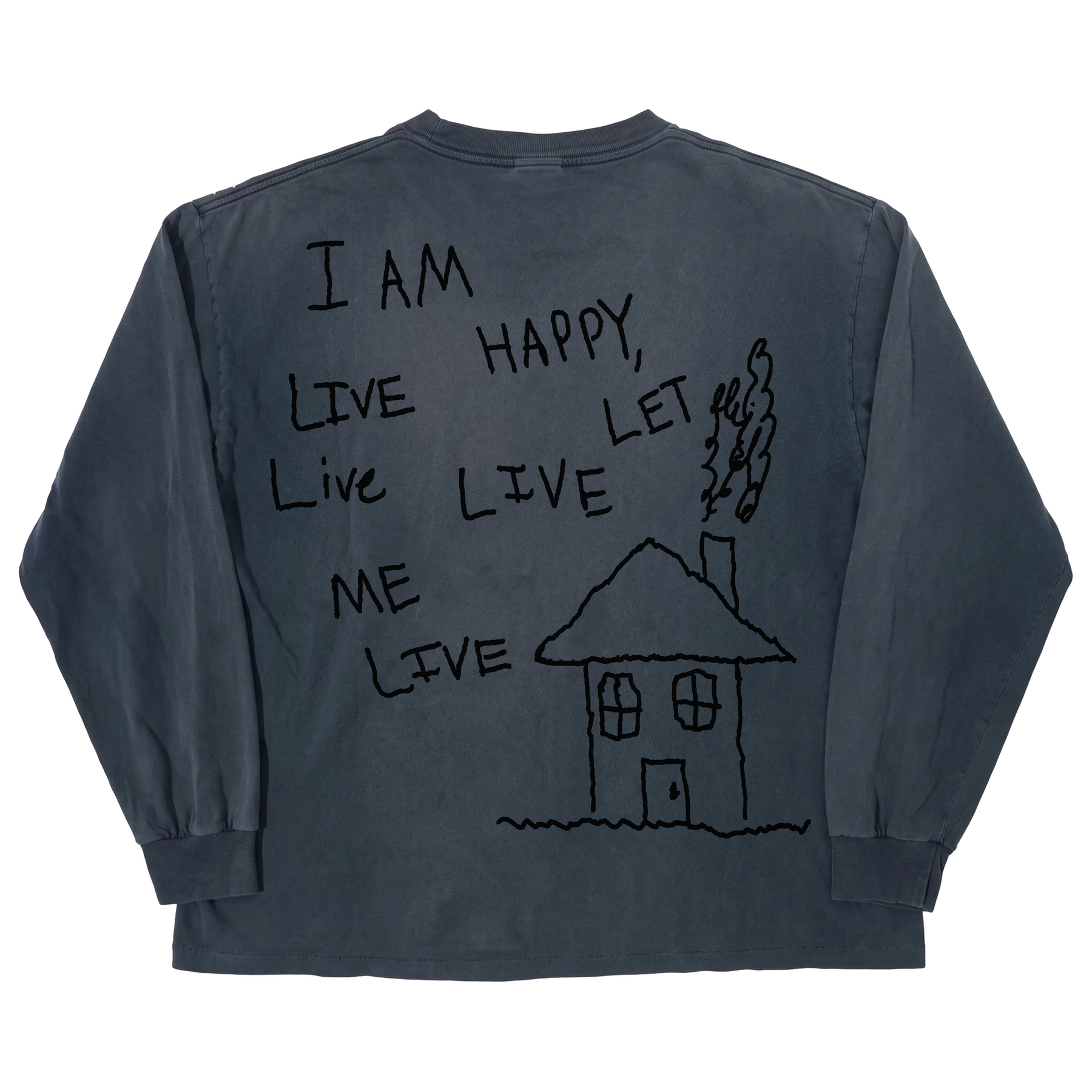 Be Happy L/S Tee - Blue - Back