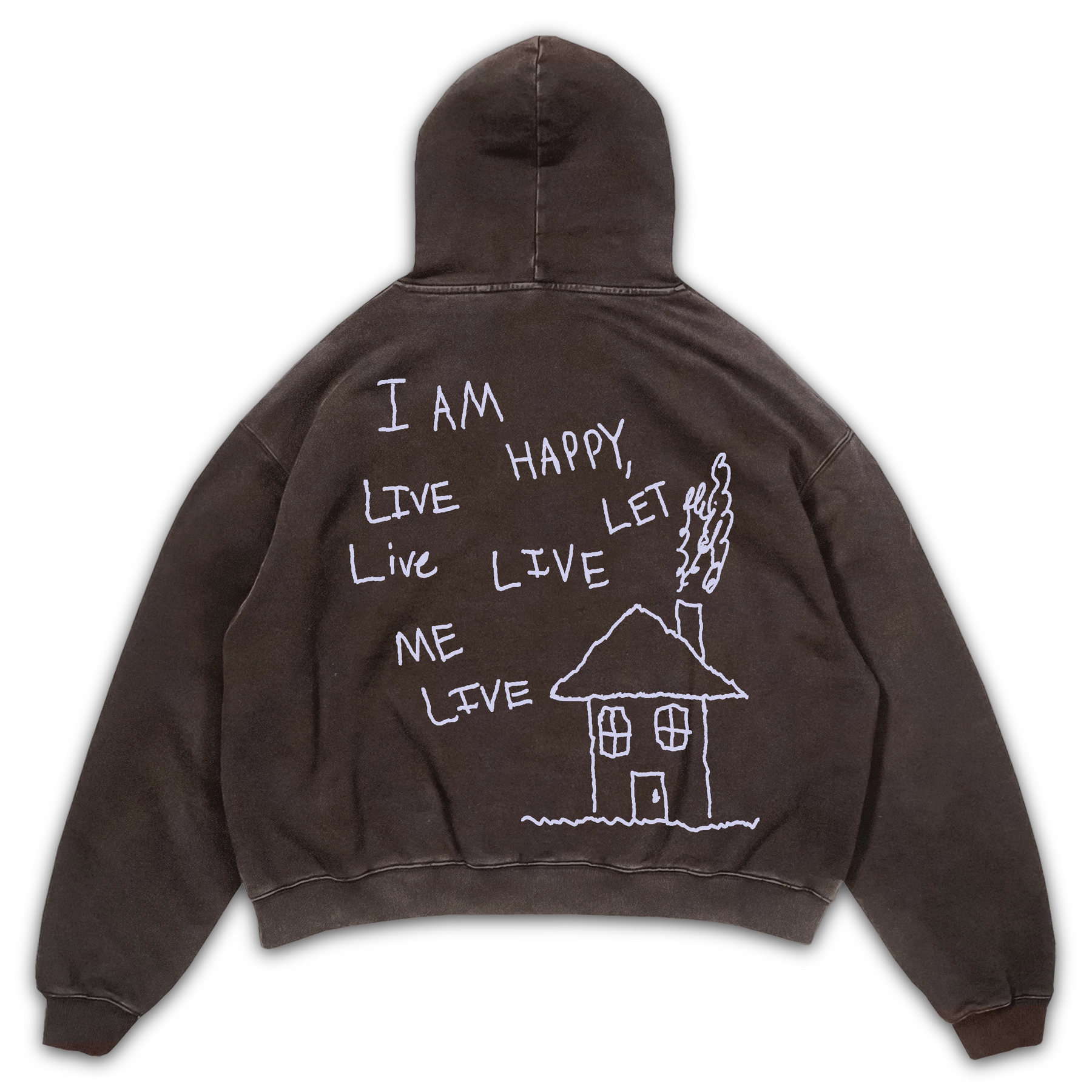 Be Happy Hoodie - Brown - Back