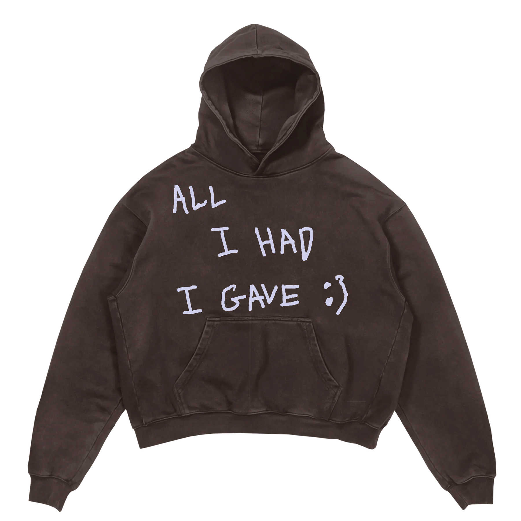 Be Happy Hoodie - Brown - Front