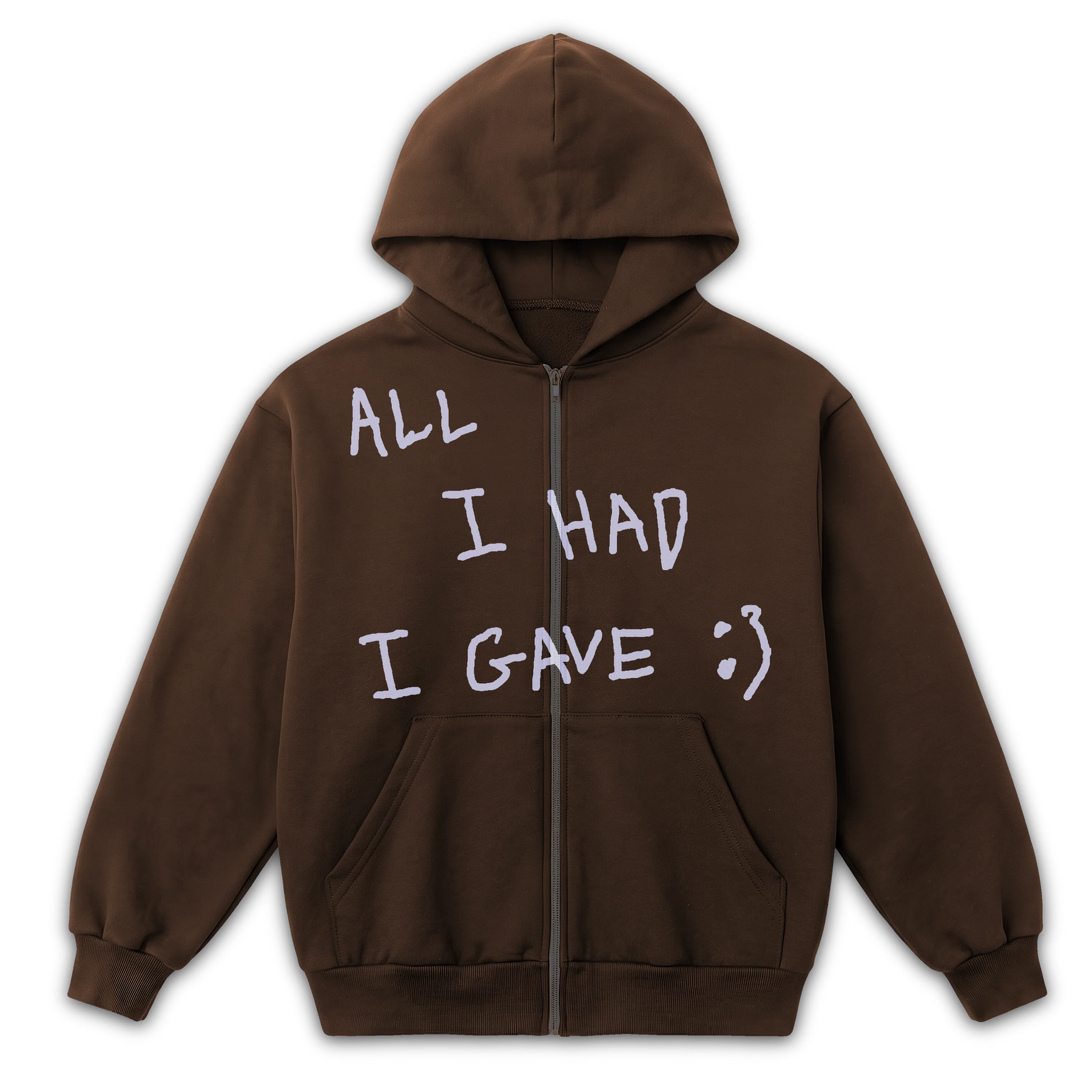 Be Happy Zip Up - Brown - Front
