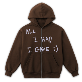 Be Happy Zip Up - Brown - Front