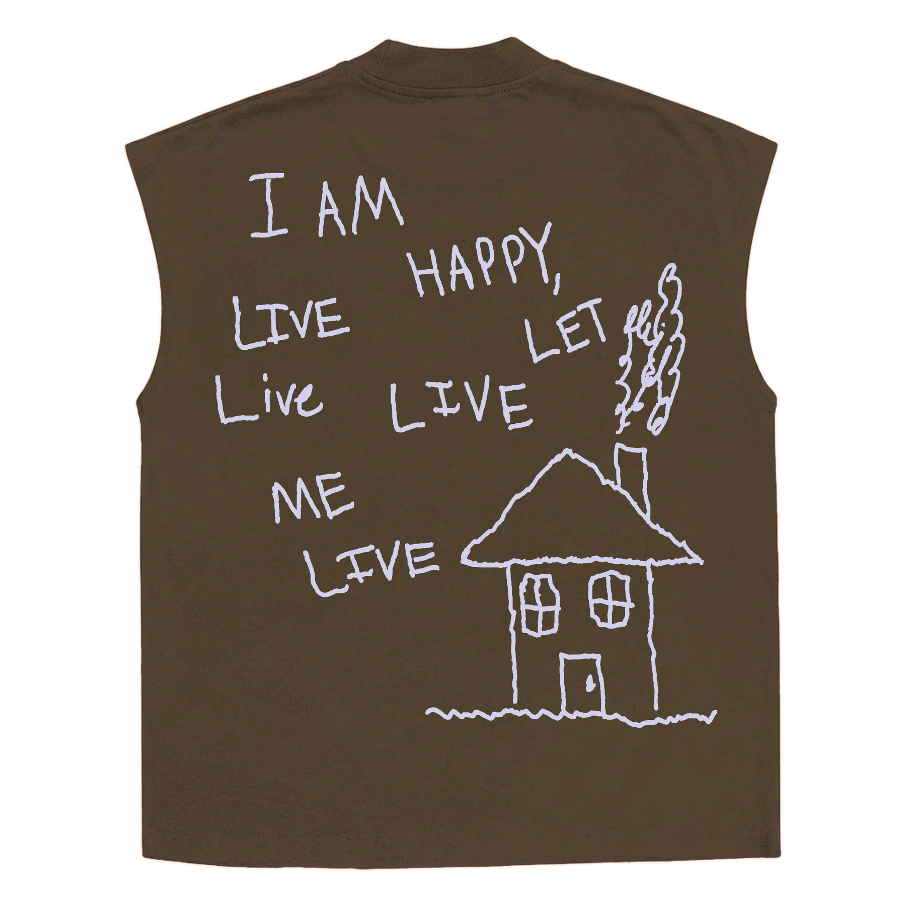 Be Happy Sleeveless Tee - Brown - Back