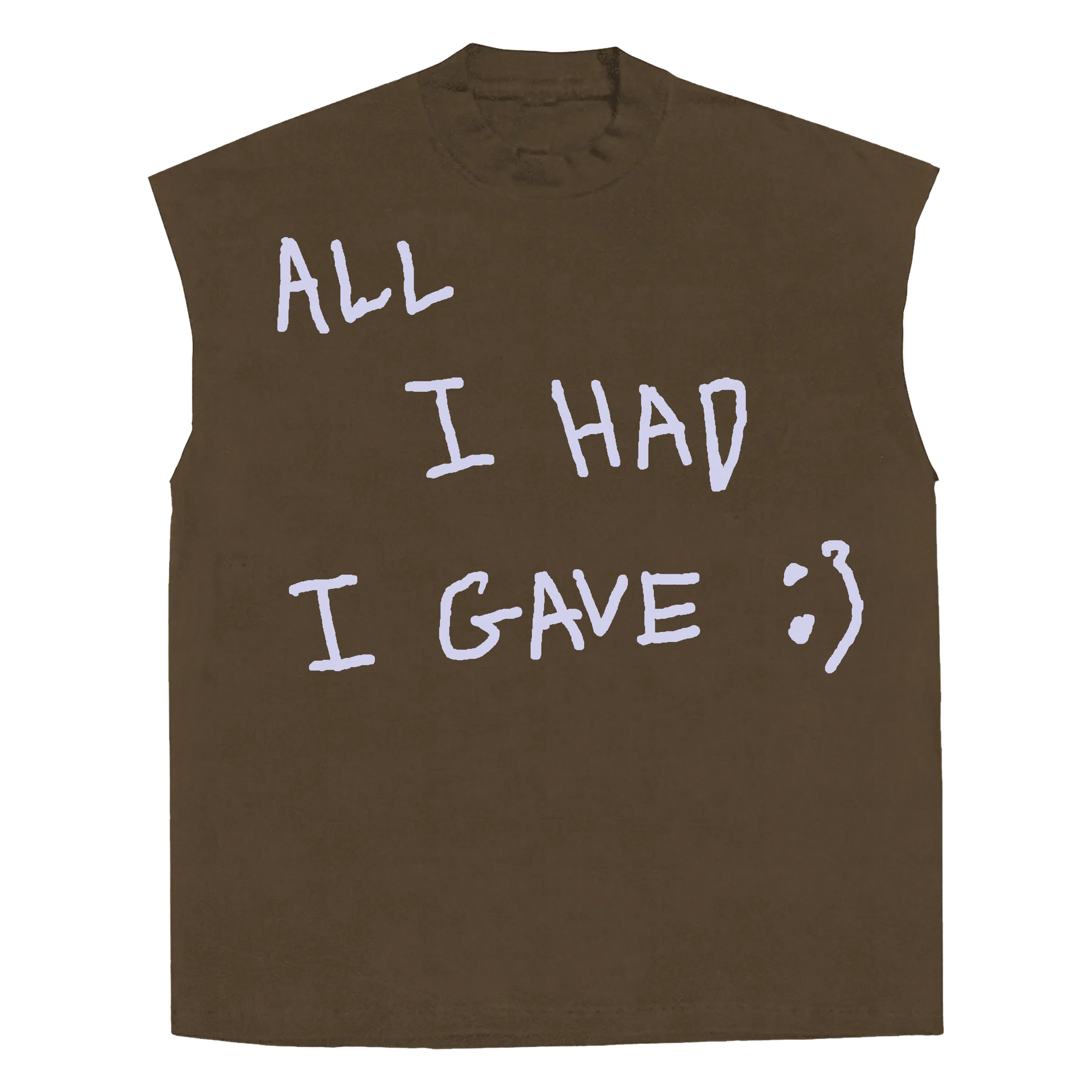 Be Happy Sleeveless Tee - Brown - Front