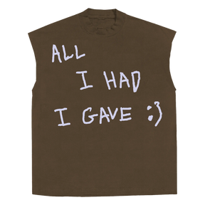 Be Happy Sleeveless Tee - Brown - Front