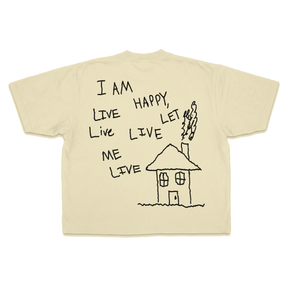 Be Happy Drop Tee - Cream - Back