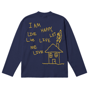 Be Happy Baggy L/S Tee - Blue - Back