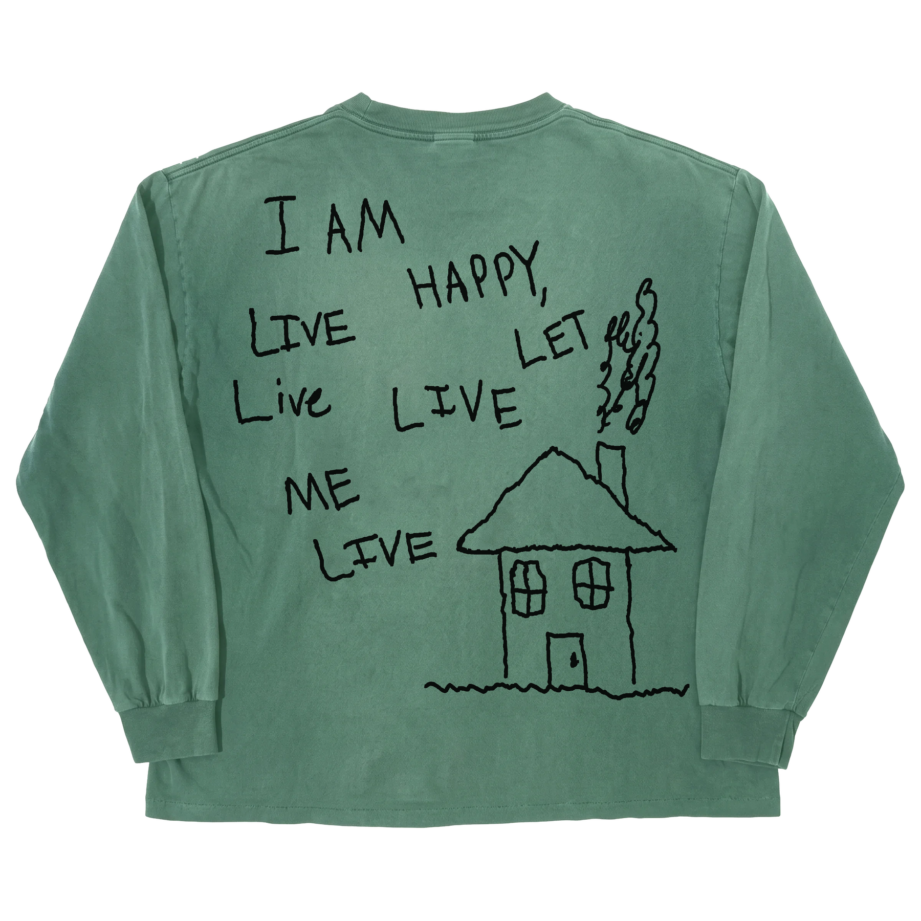 Be Happy L/S Tee - Green - Back