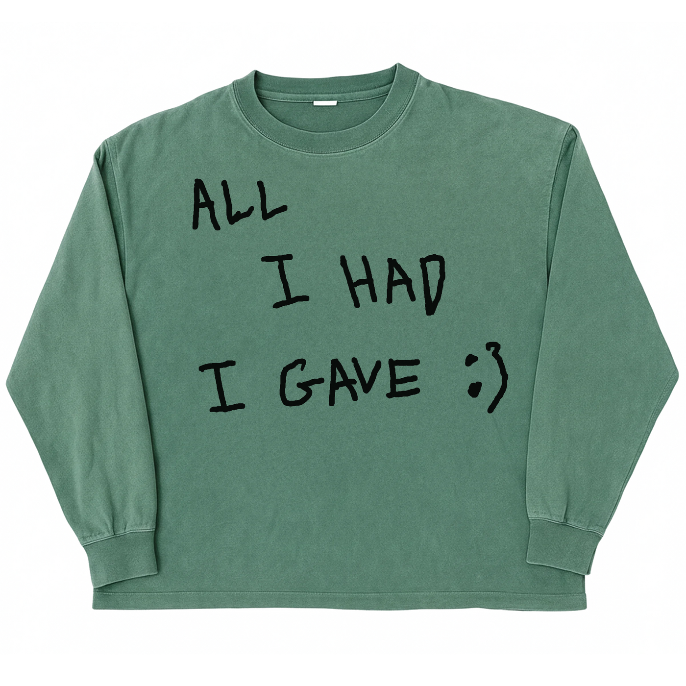 Be Happy L/S Tee - Green - Front