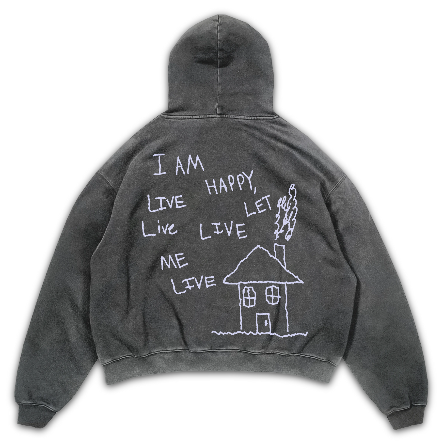 Be Happy Hoodie - Grey - Back