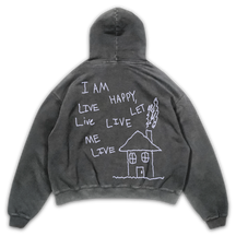 Be Happy Hoodie - Grey - Back