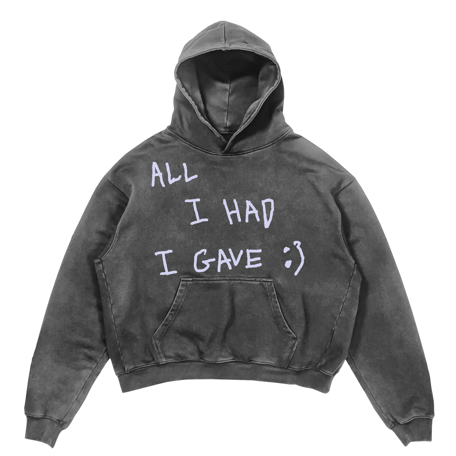 Be Happy Hoodie - Grey - Front
