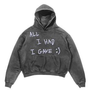 Be Happy Hoodie - Grey - Front