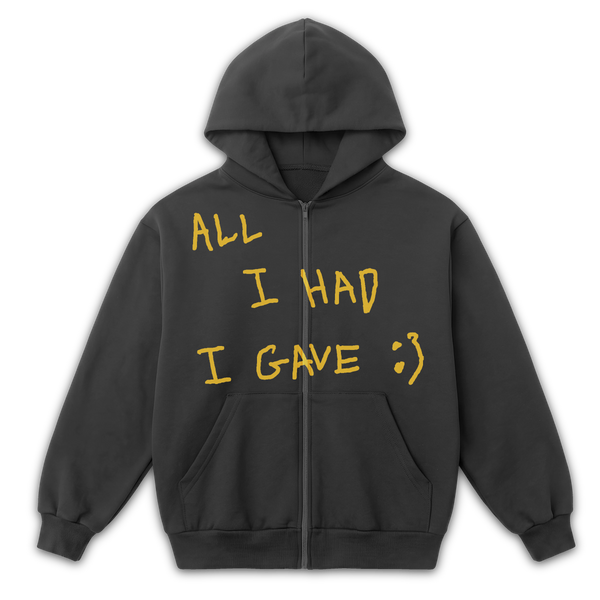 Be Happy Zip Up - Grey - Front