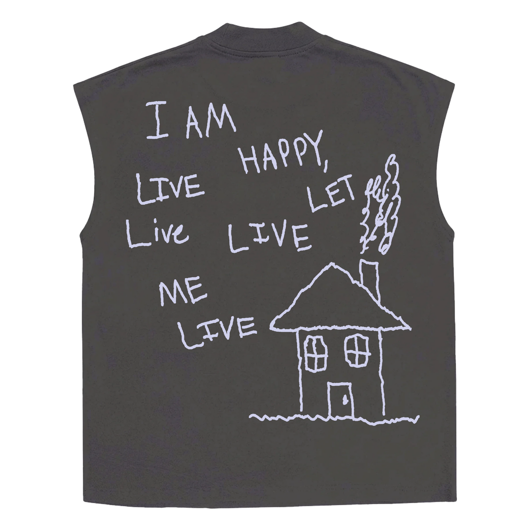 Be Happy Sleeveless Tee - Grey - Back