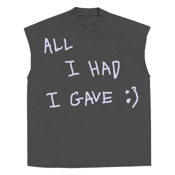 Be Happy Sleeveless Tee - Grey - Front