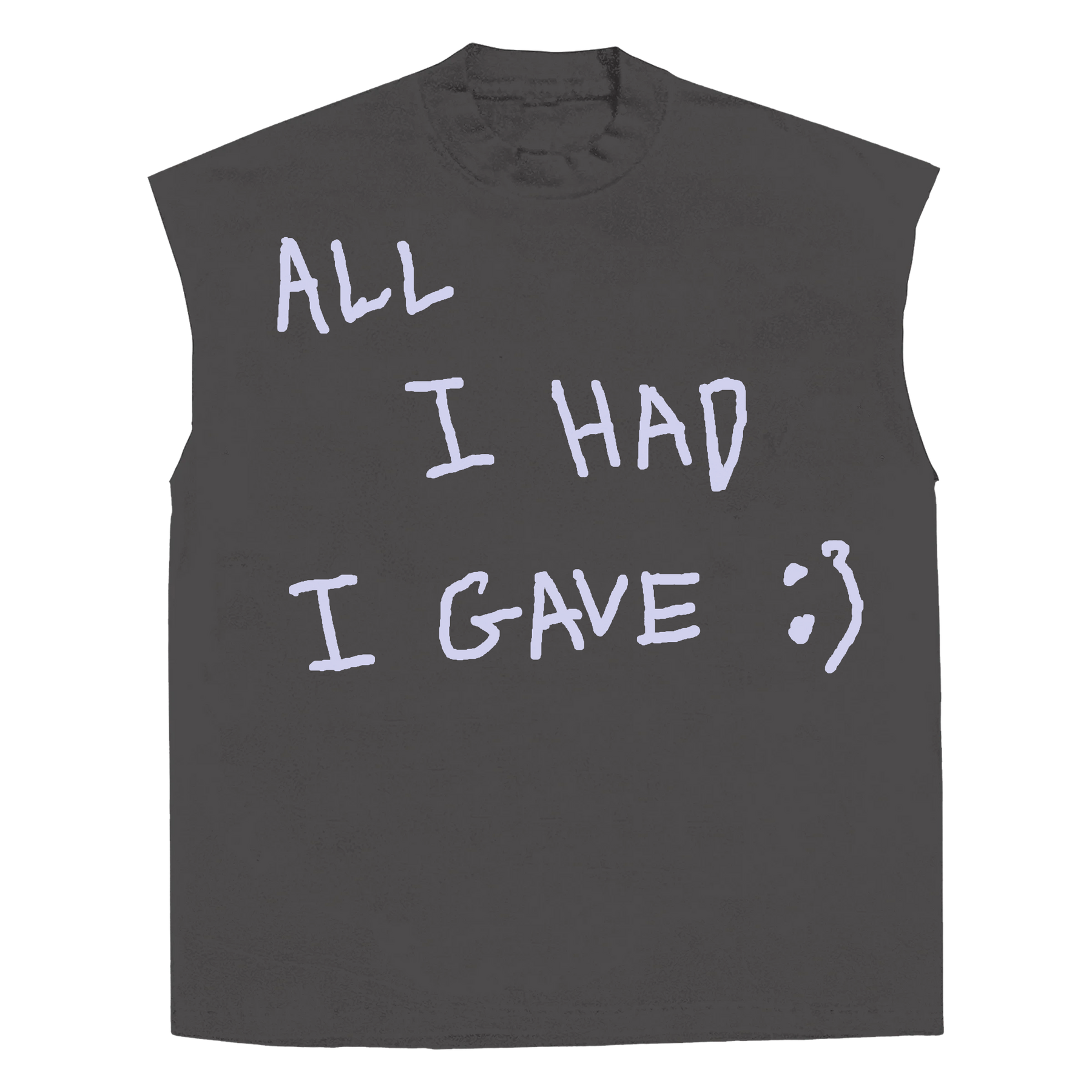 Be Happy Sleeveless Tee - Grey - Front