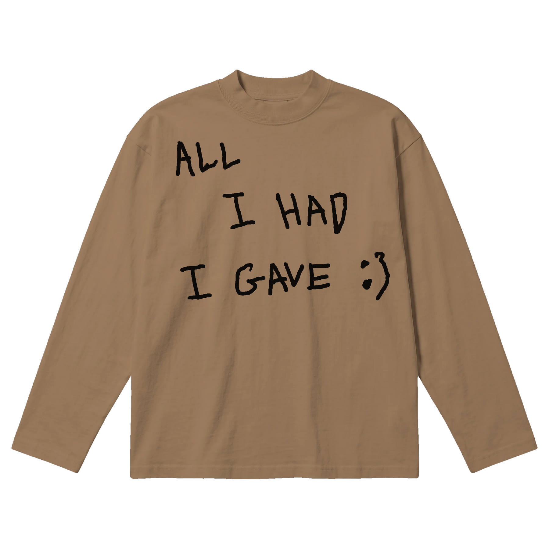 Be Happy Baggy L/S Tee - Latte - Front