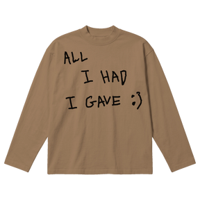 Be Happy Baggy L/S Tee - Latte - Front