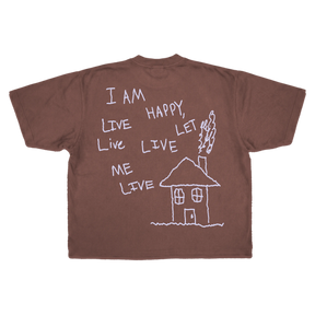 Be Happy Drop Tee - Mocha - Back